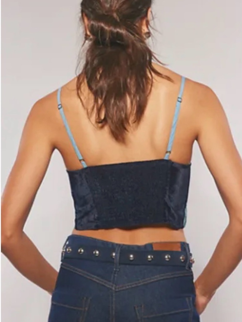 NWT Free People Velvet Lotus Applique crop Top size large (callout) - Picture 2 of 12